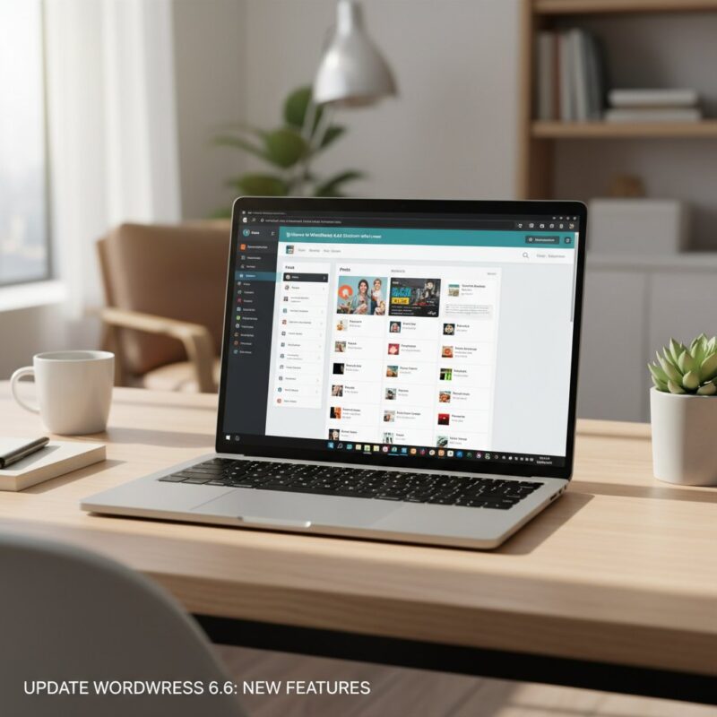 Cập nhật giao diện người dùng (hình ảnh máy tính với giao diện WordPress mới)