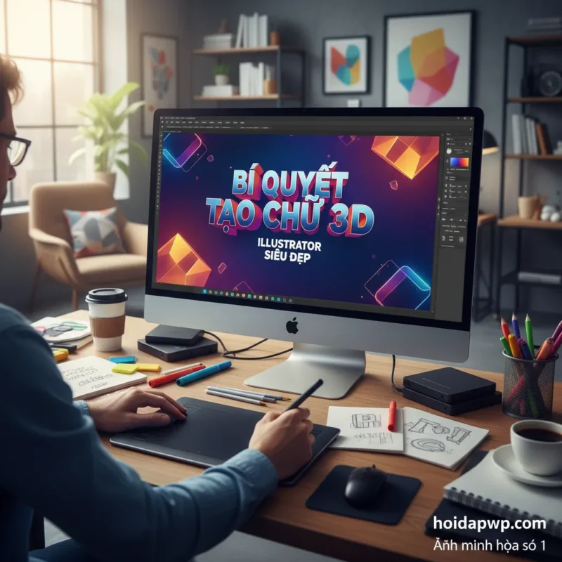 2. Tạo chữ 3D Illustrator