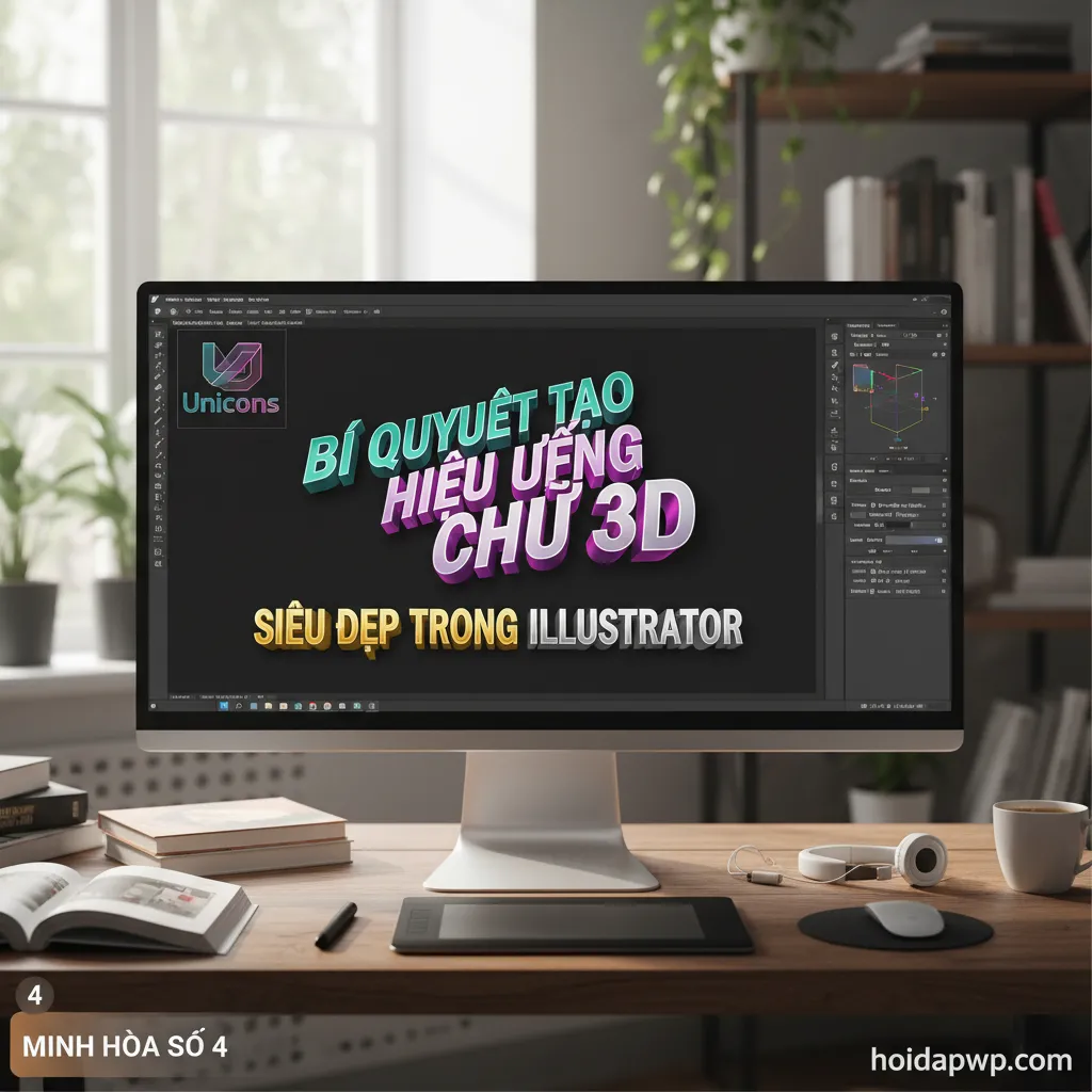 5. Thiết kế chữ 3D Illustrator