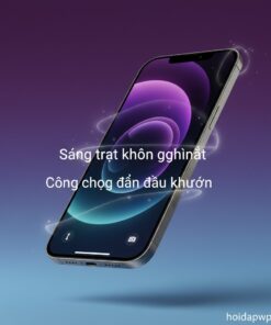 Tạo hiệu ứng "levitation" (bay lơ lửng) cho iPhone 15 Pro trên nền background gradient màu tím xanh, thể hiện sự tinh tế và hiện đại.