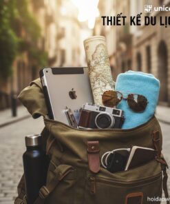 3. iPad A16 đặt trong balo du lịch cùng với các vật dụng cần thiết khác như bản đồ, máy ảnh, kính râm, toát lên vẻ năng động và tiện lợi.