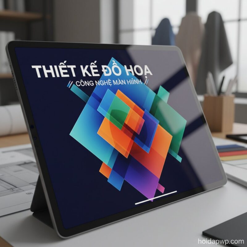 4. Chụp cận cảnh màn hình iPad A16 hiển thị hình ảnh sống động, sắc nét với góc nghiêng tạo hiệu ứng thị sai, làm nổi bật chất lượng hiển thị.