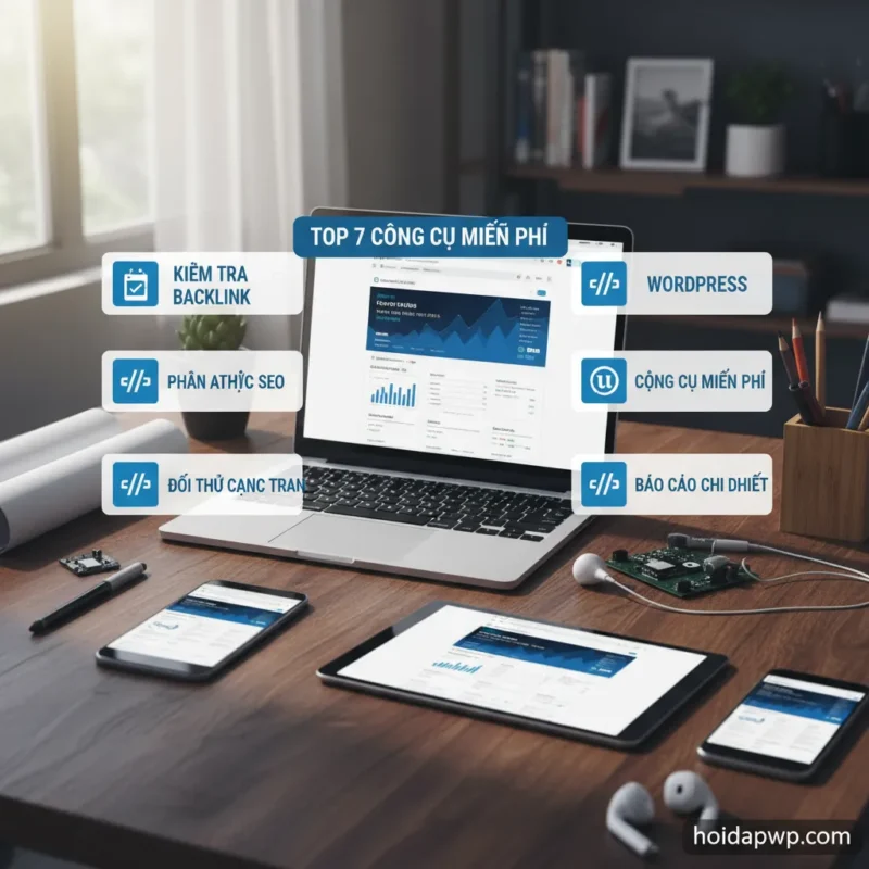Dưới đây là 6 từ khóa hoặc cụm từ khóa chính từ tiêu đề "Top 7 tool kiểm tra Backlink miễn phí cho WordPress":